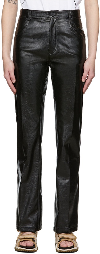 Photo: MCQ Black Faux-Leather Trousers