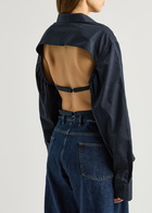 Bettter X Icons Open-back Cotton-blend Shirt Navy