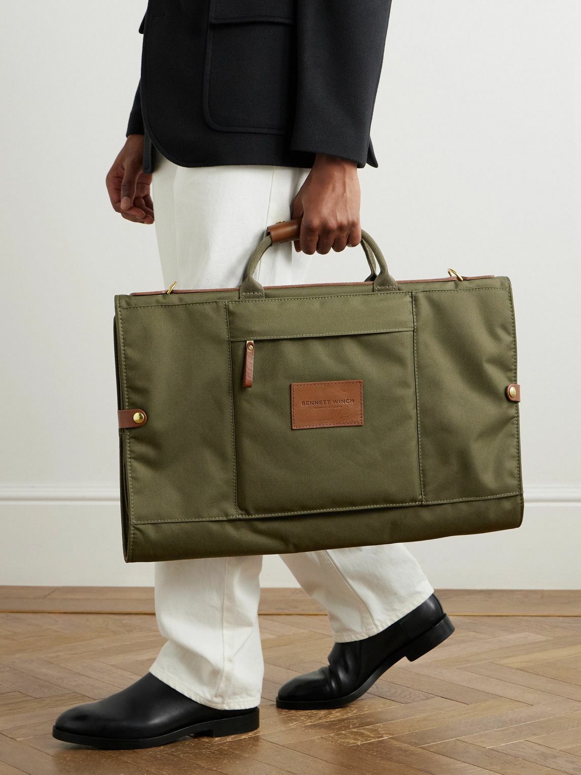 Bennett Winch The Trifold Leather Trimmed Cotton Canvas Suit Carrier and Messenger Bag Bennett Winch