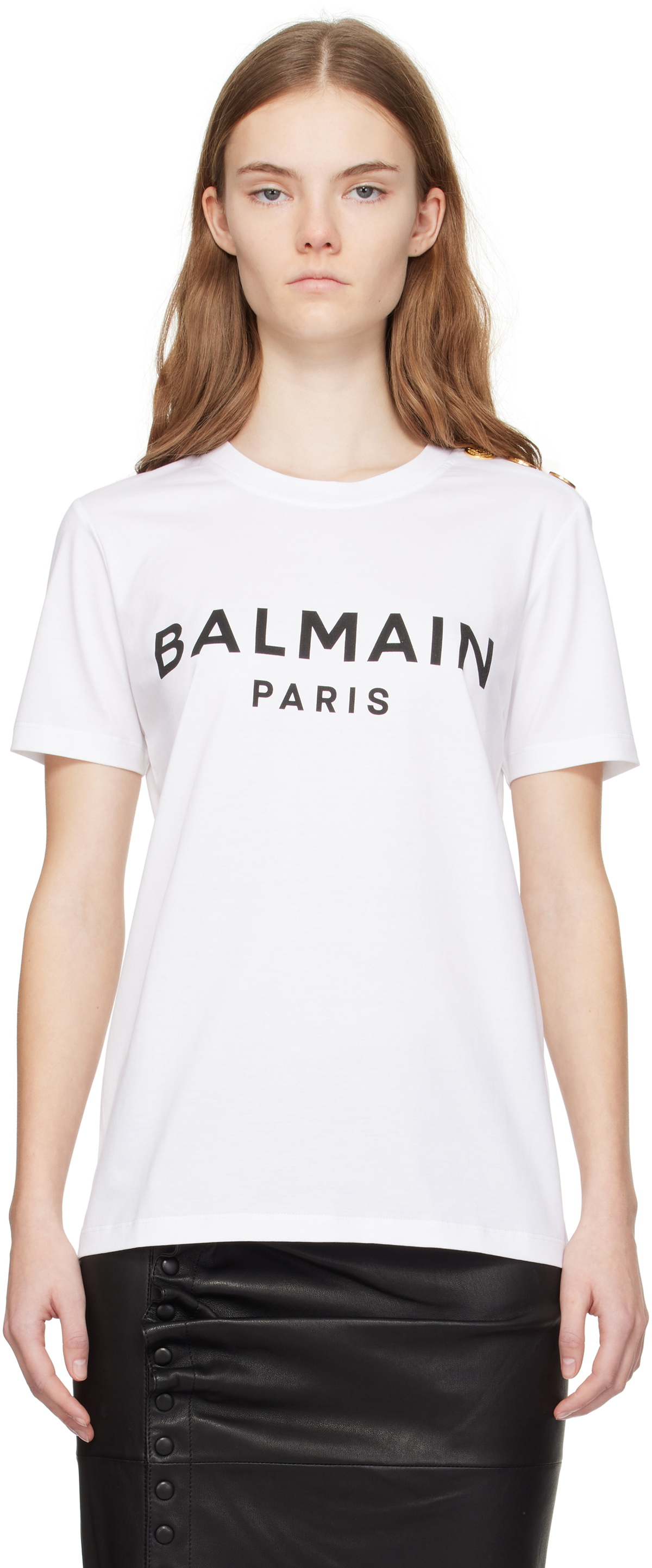Balmain White 'Balmain Paris' T-shirt
