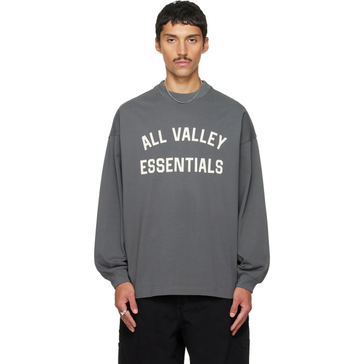 Photo: Fear of God ESSENTIALS Gray Merch Long Sleeve T-shirt