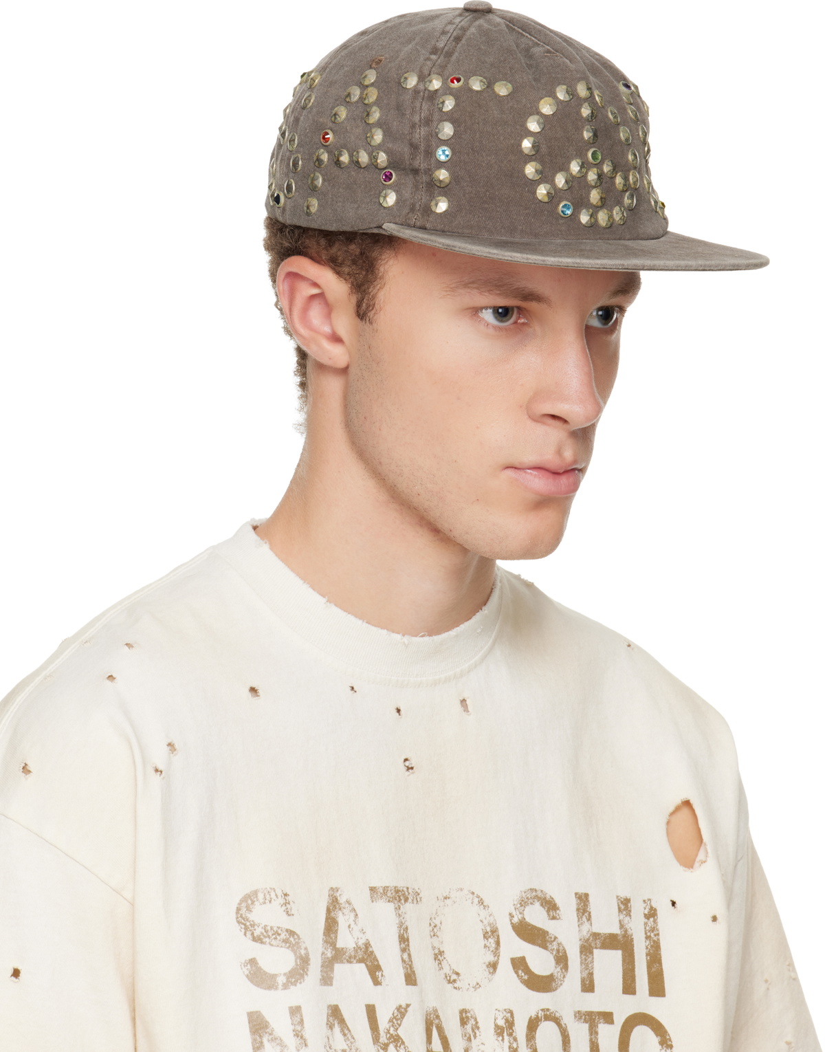Satoshi Nakamoto Khaki Studded Wrap Around Cap