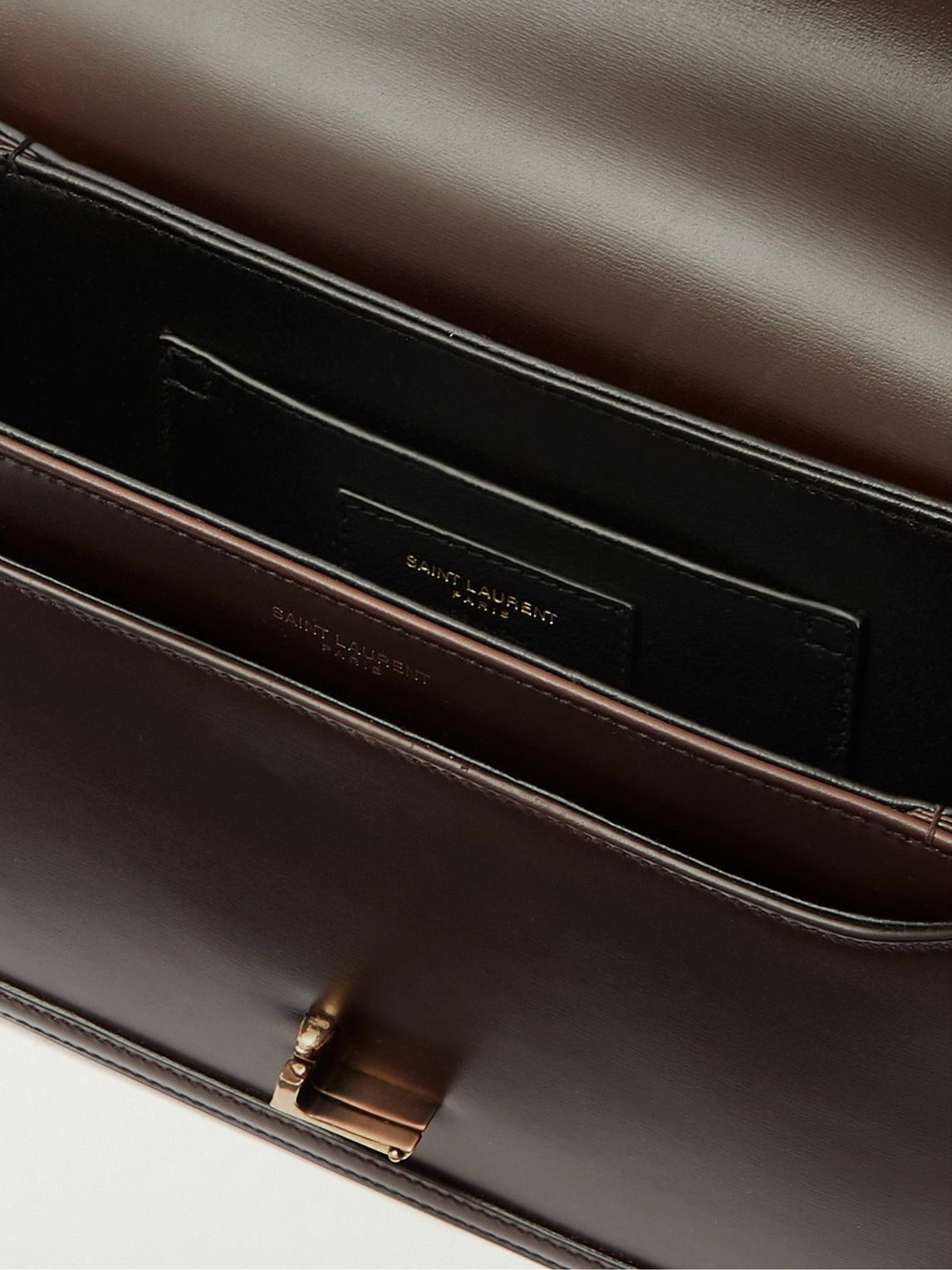 Saint Laurent ２WAYバッグ レザー ブラウン 464960 YSL Saint Laurent Vintage Brown Leather Boxy East West 2way Flap