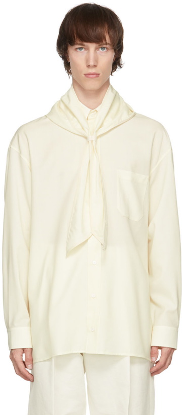 Photo: UNIFORME Off-White Oversized Cool Wool Hood Shirt