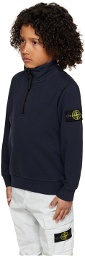 Stone Island Junior Kids Navy Half-Zip Sweatshirt