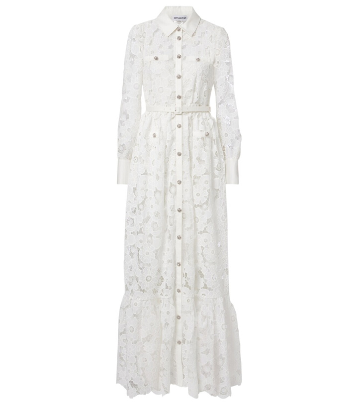Photo: Self-Portrait Belted guipure lace shirt dress