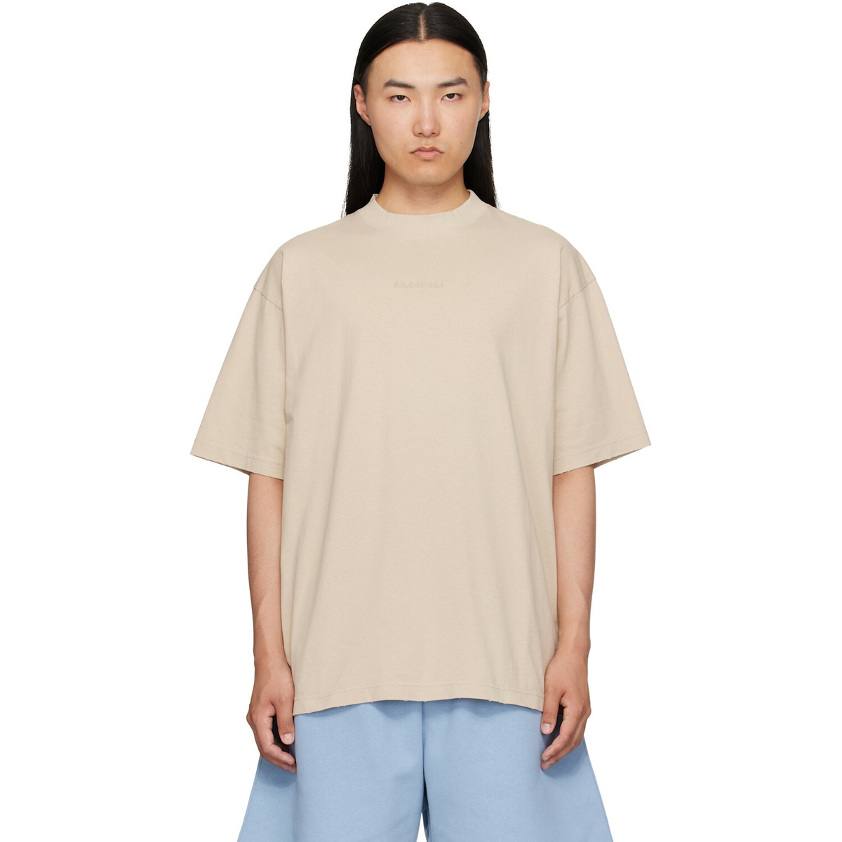Balenciaga Beige Distressed T-Shirt
