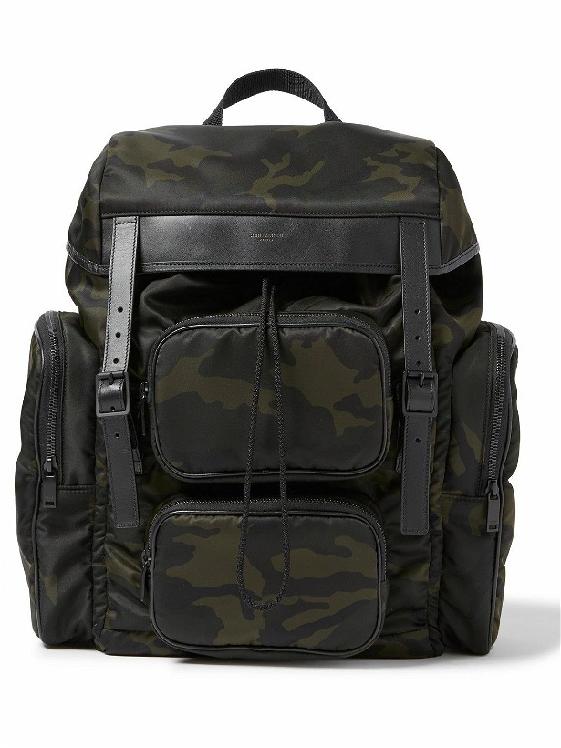 Photo: SAINT LAURENT - City Leather-Trimmed Camouflage-Print Nylon Backpack - Black