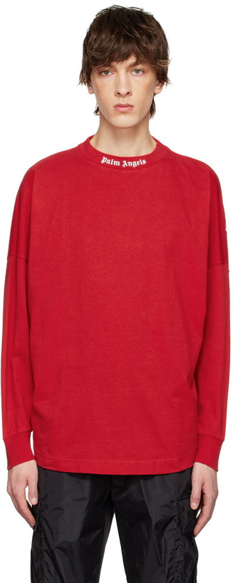 Photo: Palm Angels Red Cotton Long Sleeve T-Shirt