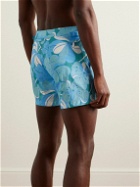 TOM FORD - Slim-Fit Short-Length Floral-Print Swim Shorts - Blue