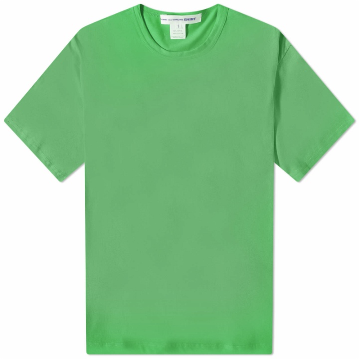 Photo: Comme des Garçons SHIRT Men's Oversized Back Neck Logo Tee in Green