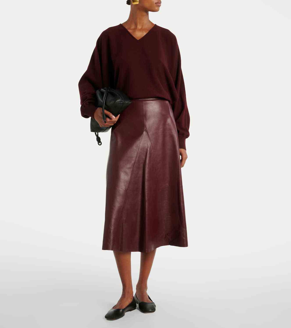Fforme Leather midi skirt