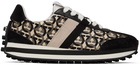 Salvatore Ferragamo Black & Beige Monogram Sneakers