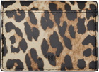 GANNI Beige & Black Leopard Bou Flap Card Holder