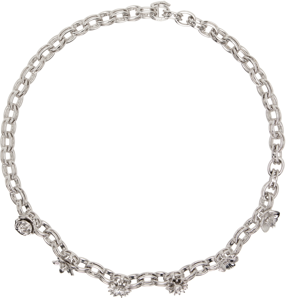 Bernard James SSENSE Exclusive Silver Maxi Flora Necklace