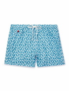 Kiton - Slim-Fit Short-Length Printed Swim Shorts - Blue