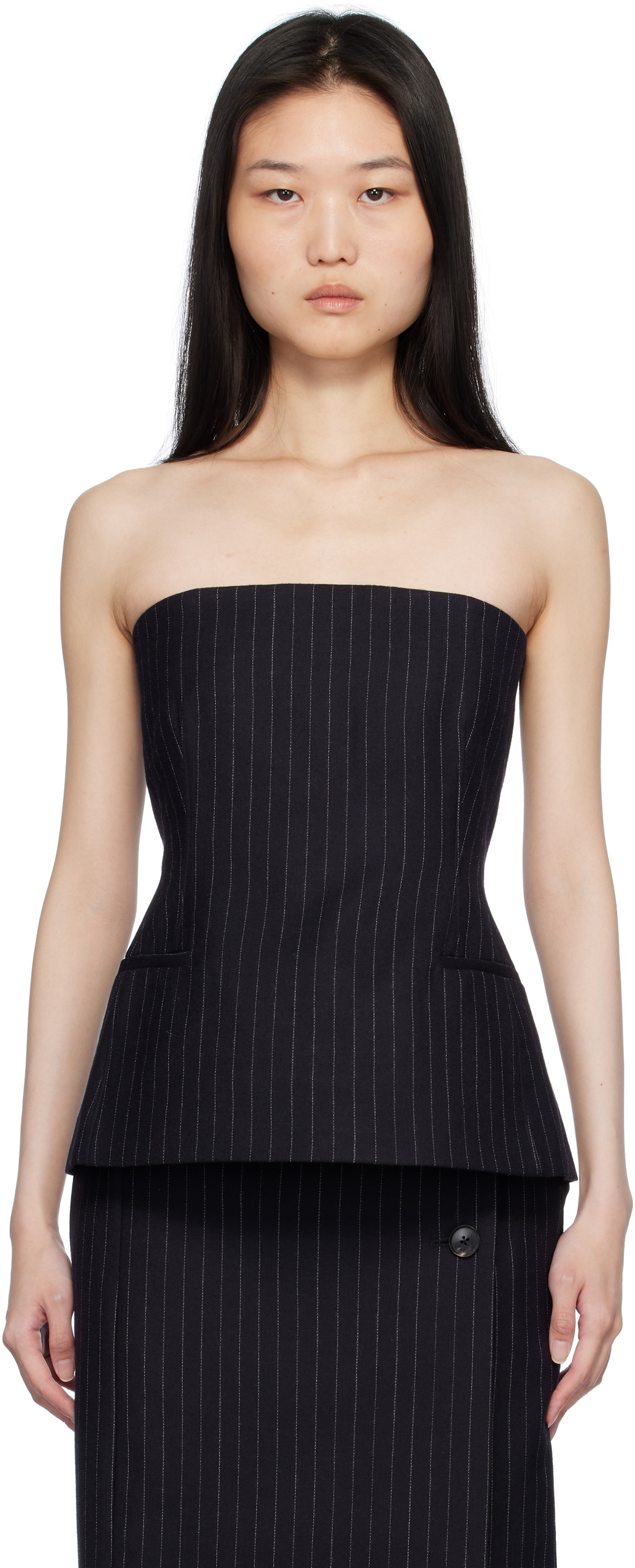CO Navy Tailored Bustier Top