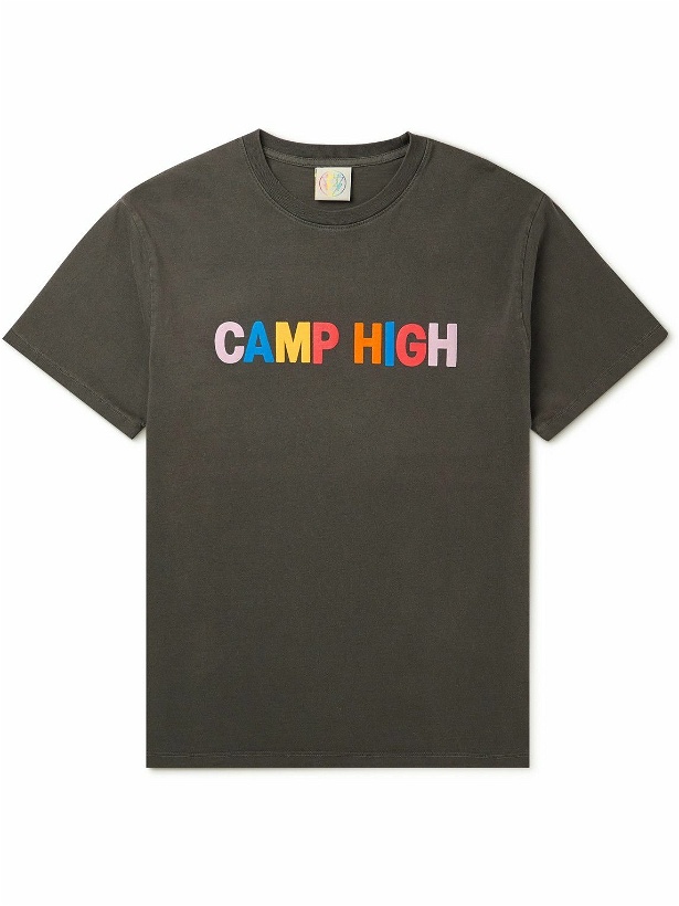 Photo: Camp High - Shop Logo-Print Pigment-Dyed Cotton-Jersey T-Shirt - Gray