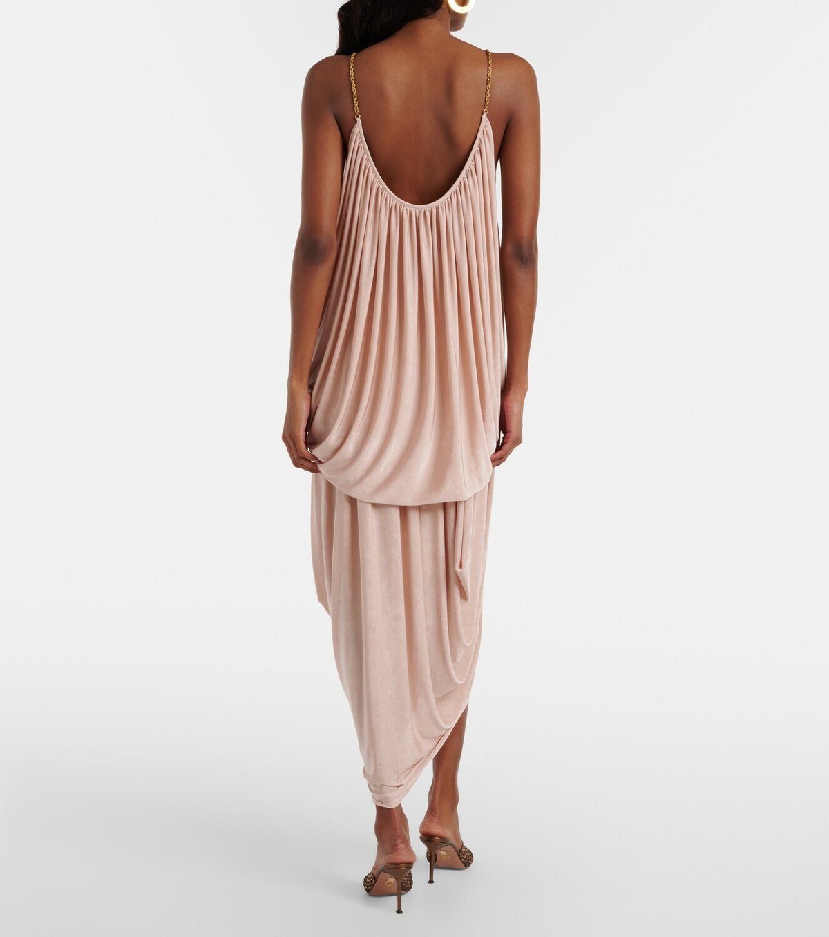 Xu Zhi Asymmetric draped midi skirt