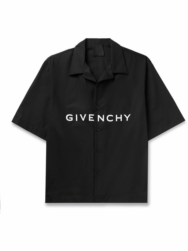 Photo: Givenchy - Camp-Collar Logo-Print Cotton-Poplin Shirt - Black