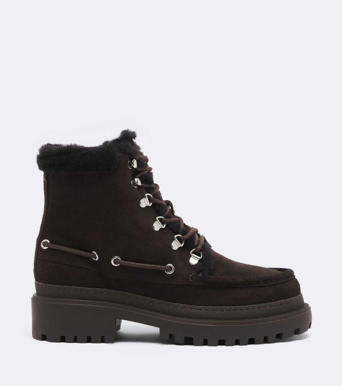 Yves Salomon Shearling-lined suede lace-up boots