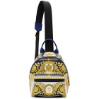 Versace Blue Leather Barocco Backpack