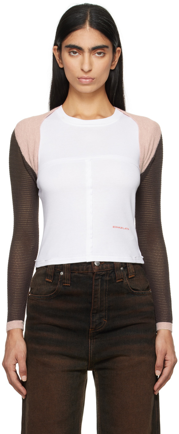 Eckhaus Latta Brown & Pink Twyla Shrug Cardigan