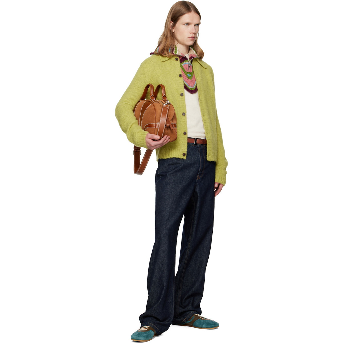 Dries Van Noten Multicolor Wool Zip Collar Scarf