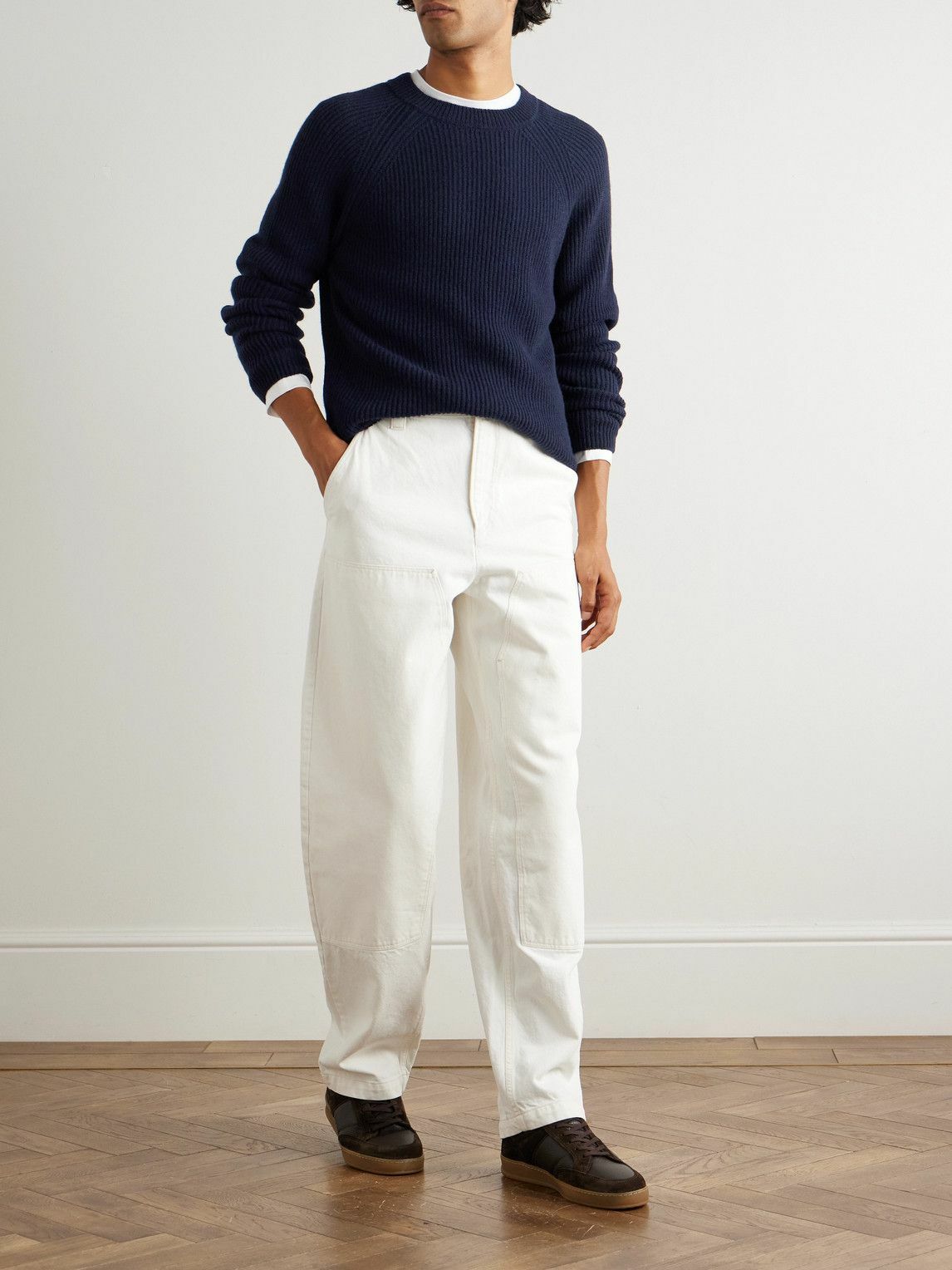 Incotex - Zanone Ribbed Virgin Wool Sweater - Blue