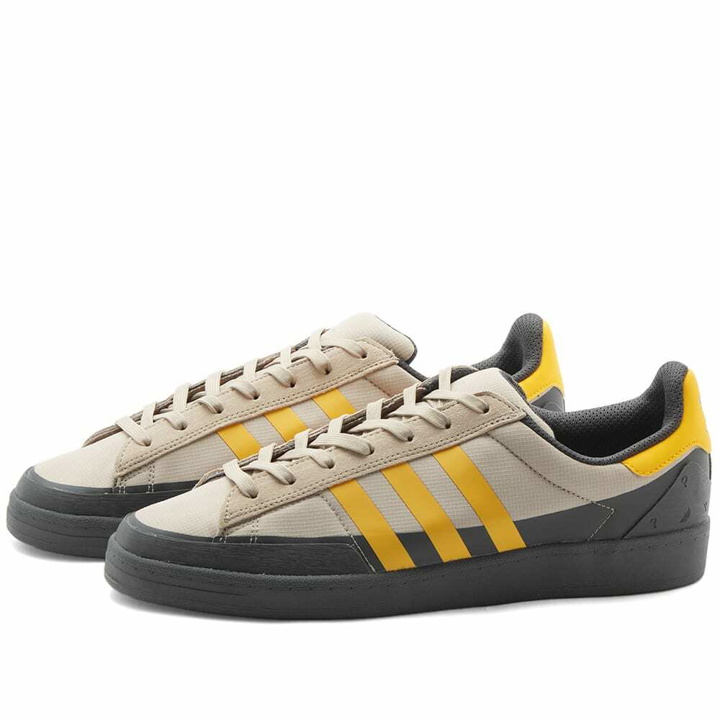 Photo: Adidas x POP Campus ADV Sneakers in Grey Six/Active Gold