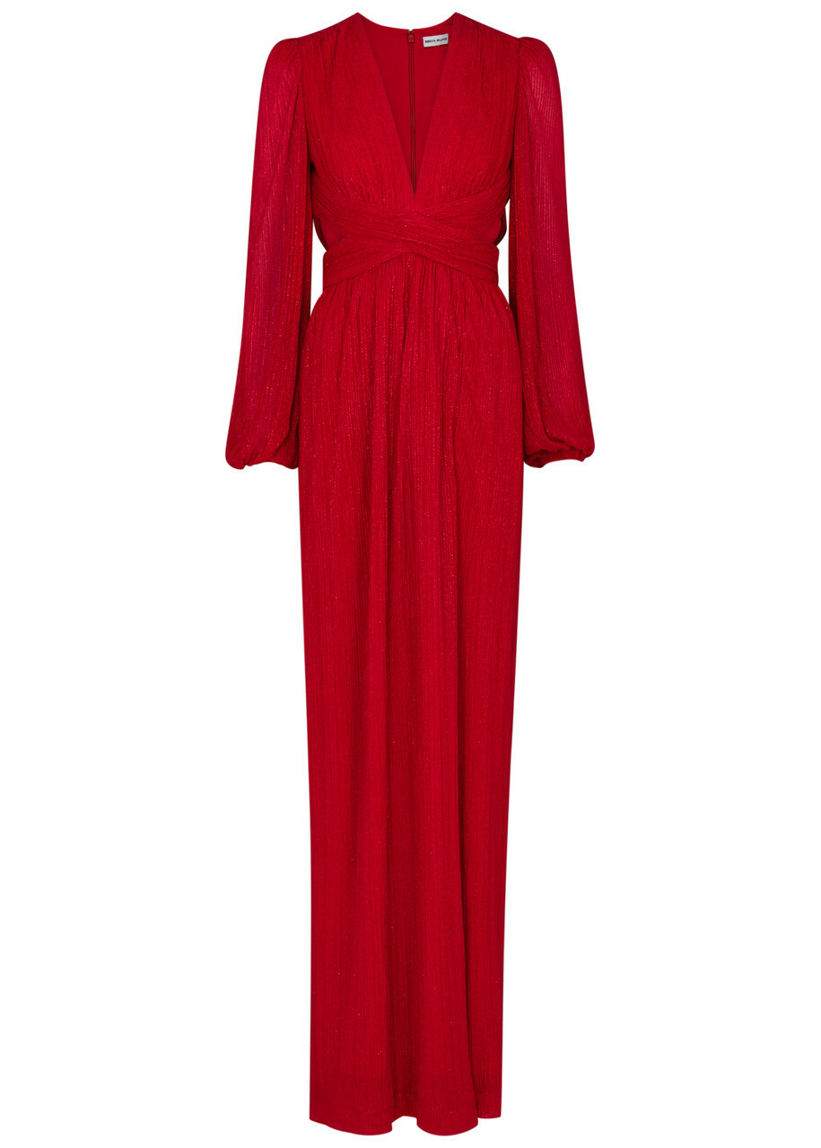 open lace back dress Cameron Asymmetrical Midi Red