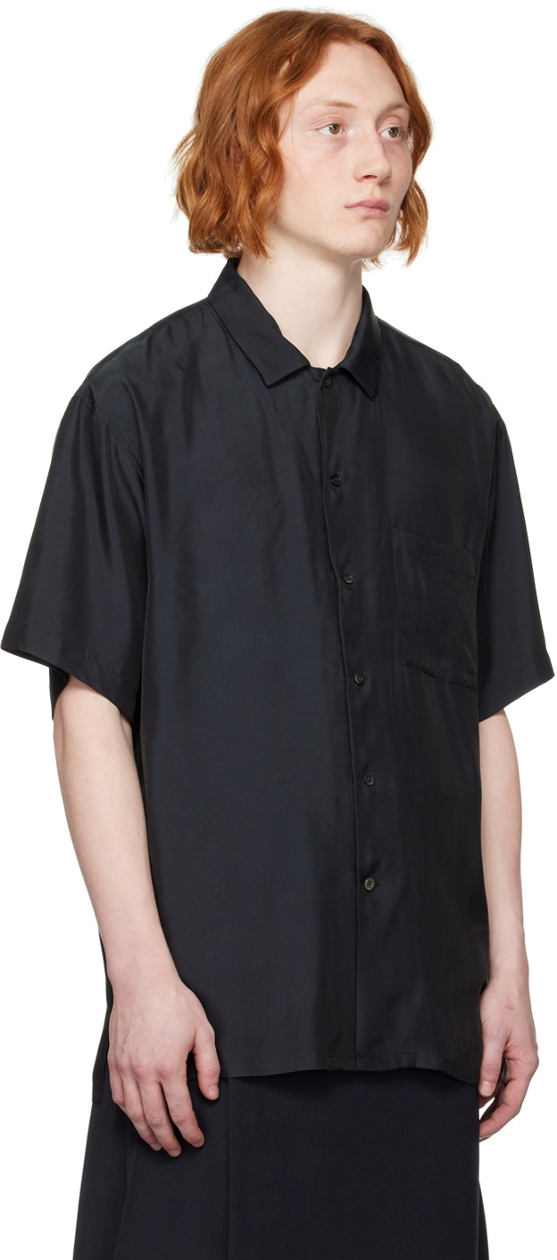 stein Black Oversized Open Collar Shirt