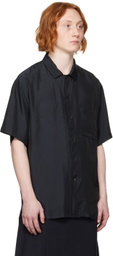 stein Black Oversized Open Collar Shirt
