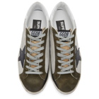 Golden Goose Silver and Khaki Superstar Sneakers