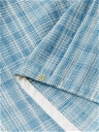 11.11/eleven eleven - Camp-Collar Indigo-Dyed Checked Cotton Shirt - Blue