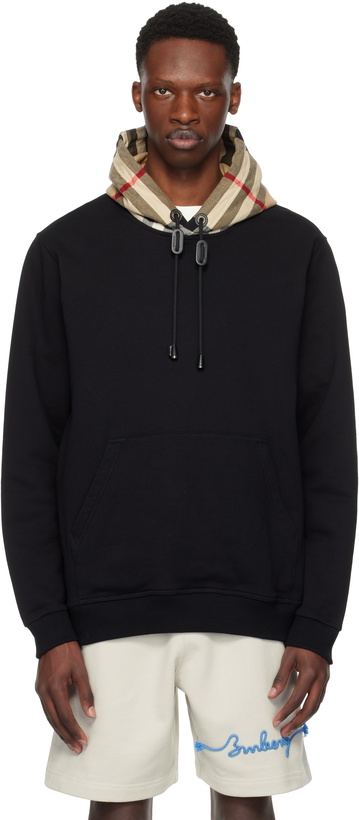 Photo: Burberry Black Check Hood Cotton Hoodie