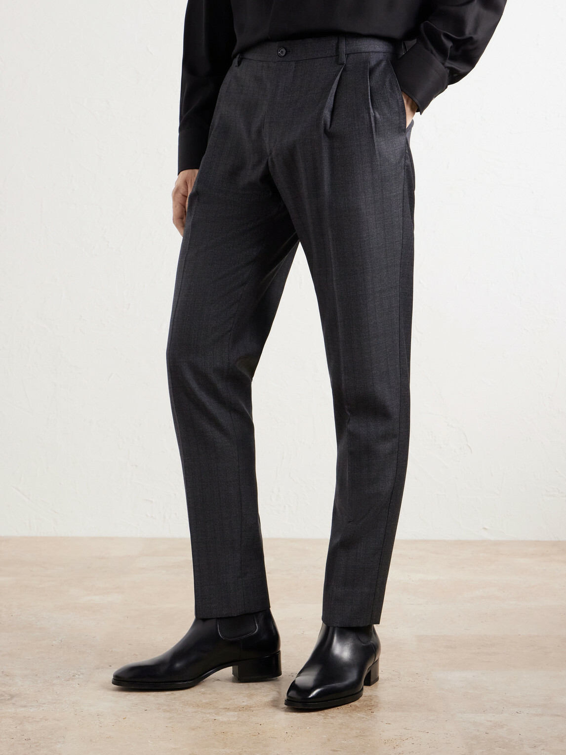 Dolce&Gabbana - Straight-Leg Pleated Pinstriped Virgin Wool Trousers - Gray