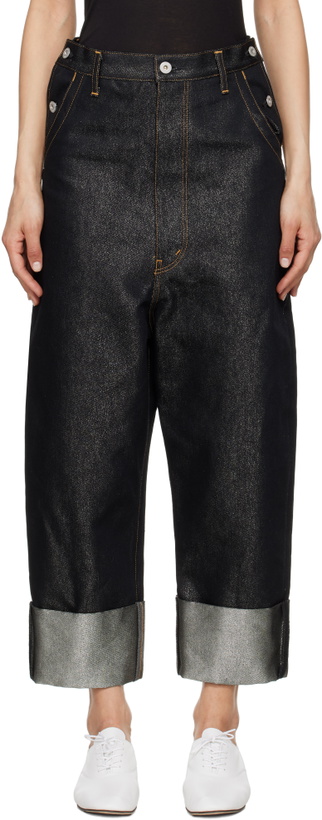 Photo: Junya Watanabe Black Cotton Cupro Glitter Denim Jeans