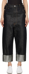 Junya Watanabe Black Cotton Cupro Glitter Denim Jeans