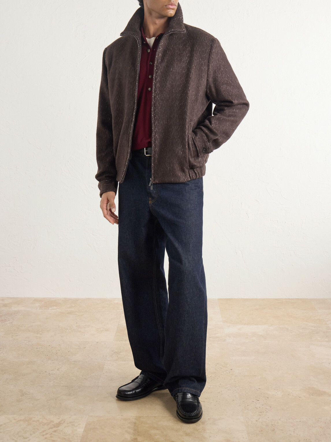 Altea - Arden Herringbone Blouson Jacket - Brown