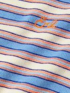 ERL - Logo-Embroidered Striped Knitted Sweater - Blue