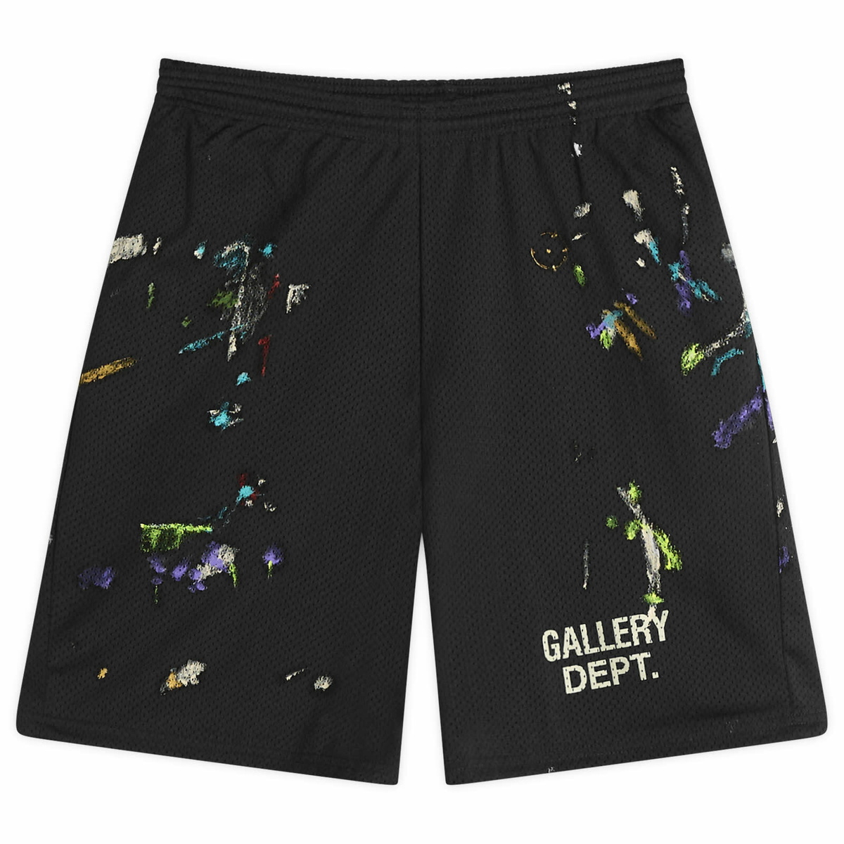 Gallery Dept. - Studio Gym Logo-Print Paint-Splattered Mesh Shorts