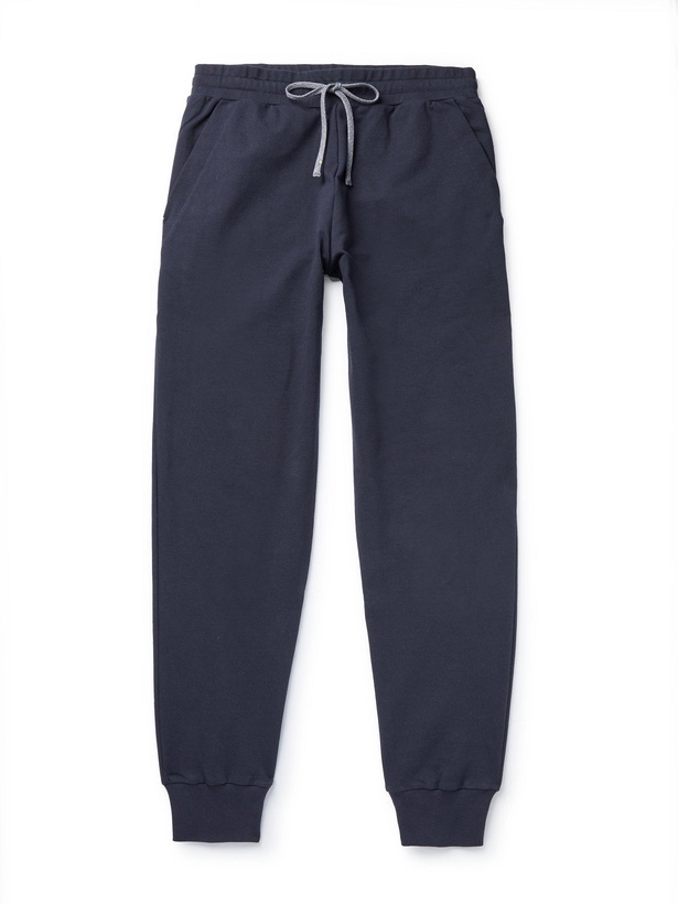 Photo: CANALI - Tapered Stretch-Cotton Jersey Sweatpants - Blue - IT 46