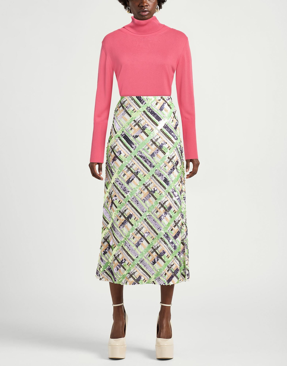 Manila Grace Womens Turtleneck in Pink