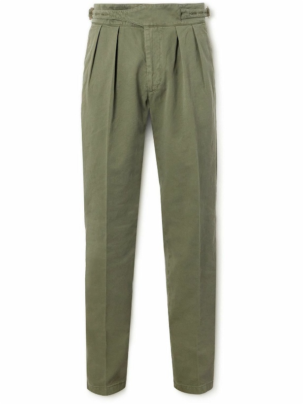 Photo: Rubinacci - Manny Tapered Pleated Cotton-Twill Trousers - Green