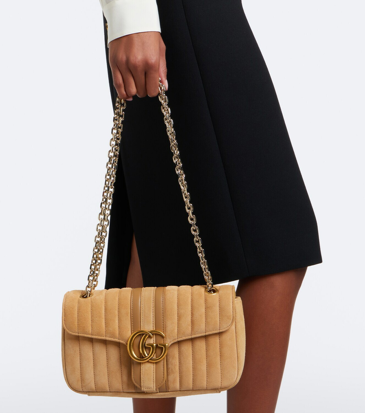Gucci Jetset GG Marmont Medium suede shoulder bag