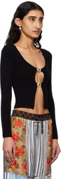 Marine Serre Black Moon Jewelry Knit Open Cardigan