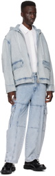 Solid Homme Blue Balloon Denim Cargo Pants