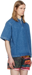 SUNNEI Blue Short Sleeve Denim Polo