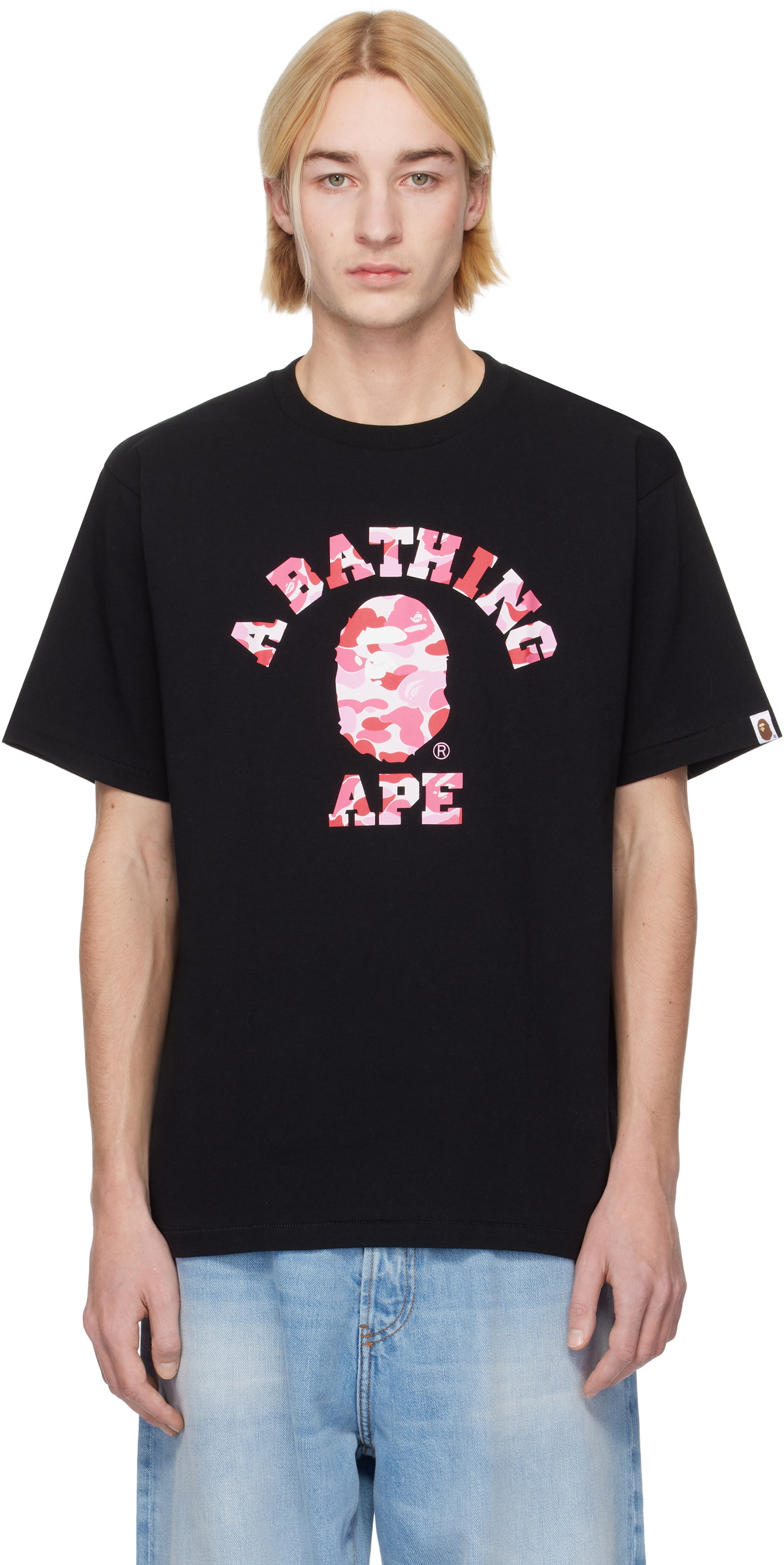 BAPE Black ABC Camo College T-shirt A Bathing Ape